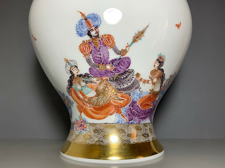 GROSSE MEISSEN VASE 1001 NACHT VIEL GOLD HEINZ WERNER SEHR GUTER ZUSTAND H:45cm