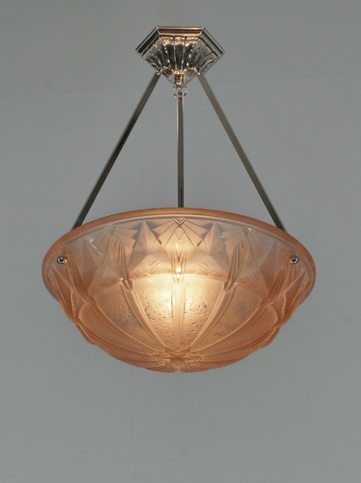 HETTIER VINCENT & MULLER : French art deco pendant ..... 1930 chandelier France