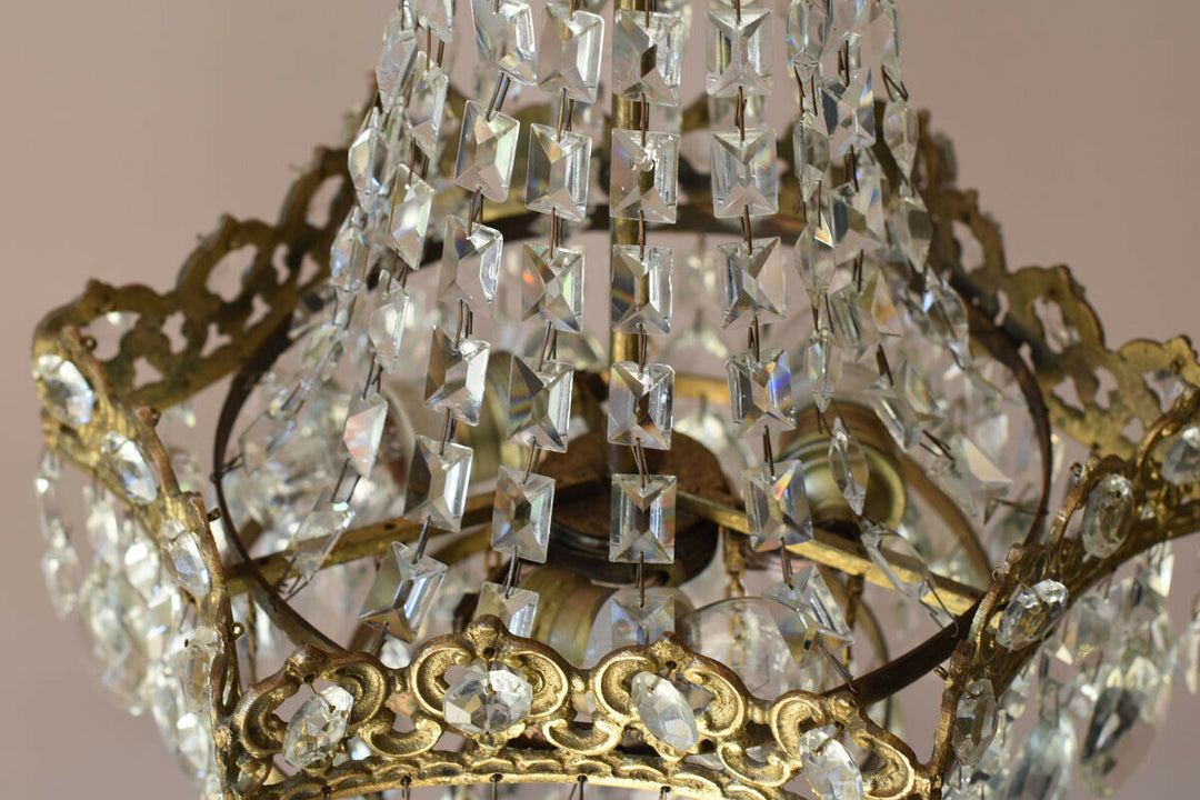 Rare Antique French Crystal Chandelier Vintage Ceiling Living Room Lighting