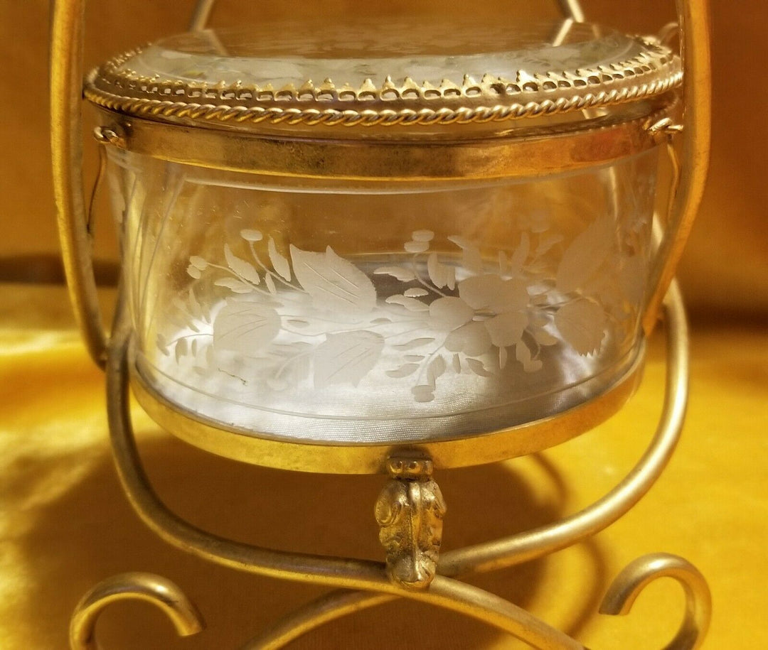 ANTIQUE 19TH CENTURY FRENCH BACCARAT & ORMOLU CASKET JEWELRY OR TRINKET BOX