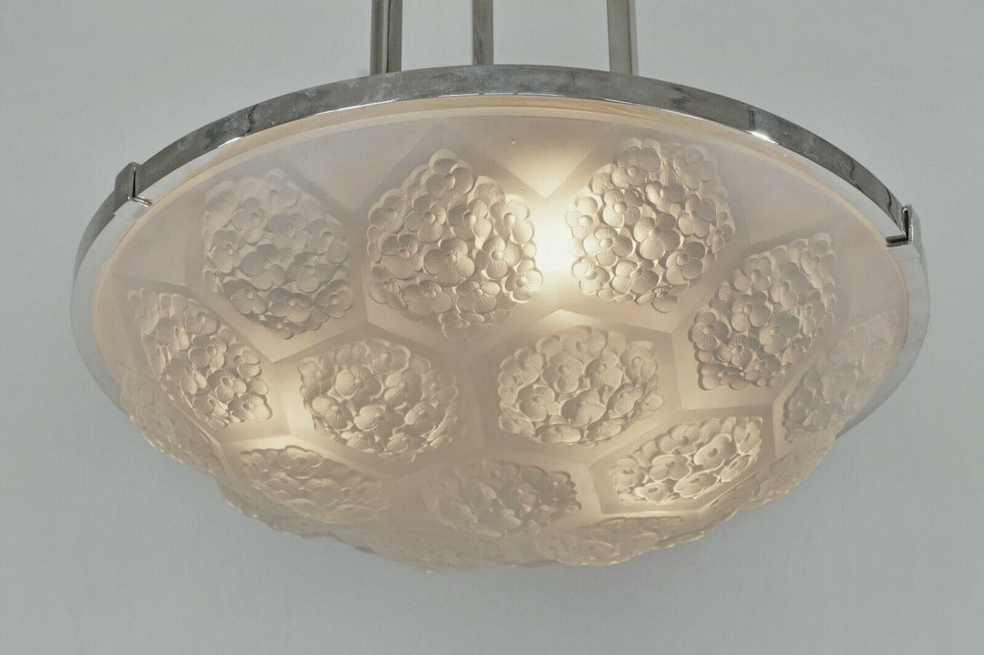 ETLING : FRENCH 1930 ART DECO CHANDELIER .......... pendant modernist lamp 1935