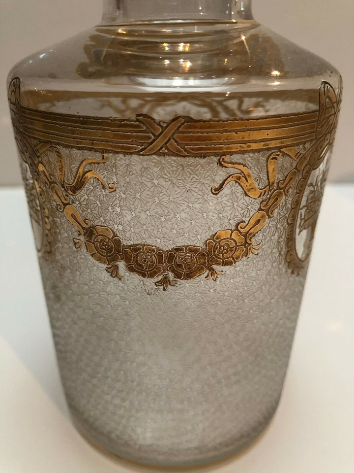 BACCARAT givré bouteilles de parfum avec des Or GUIRLANDES et FLEURS- afficher le titre d'origine