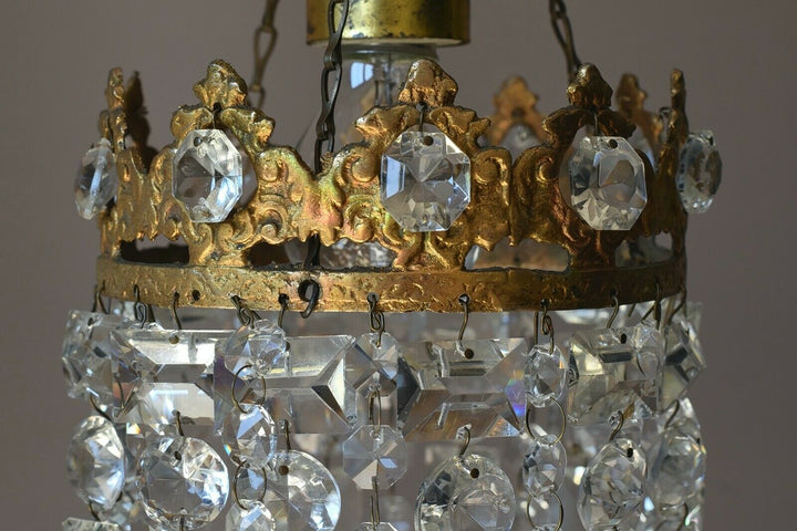 Shabby Chic Vintage Crystal Chandelier in Antique French Style, Home Lighting
