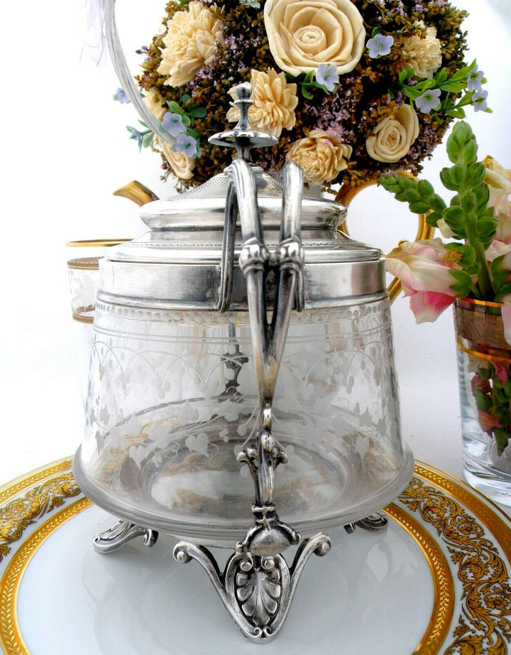 Antique French Sterling Silver Fabulous Candy Box with Glass