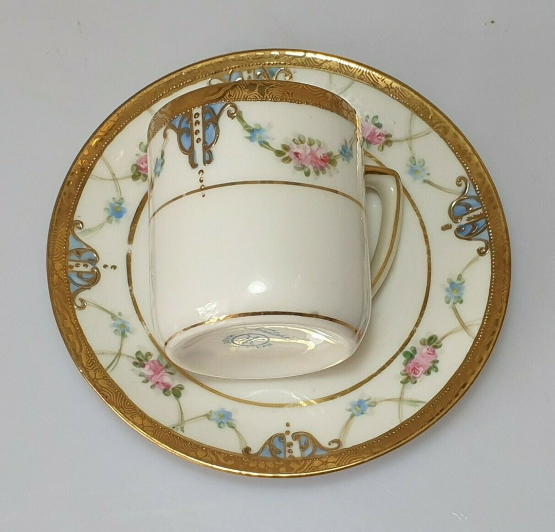 A Wonderful Rare Taisho Period Noritake Art Nouveau Demitasse Cup & Saucer
