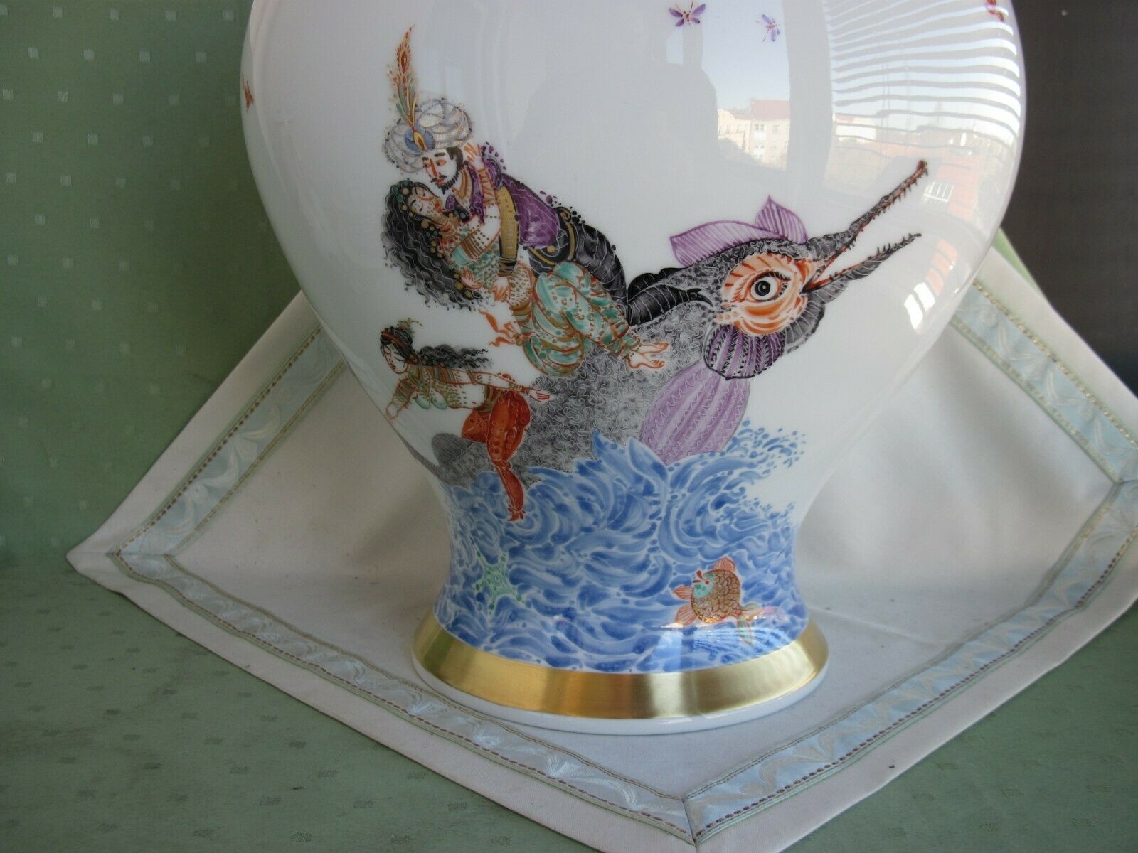 N472 Meissen マイセン バード 鳥絵 ベース 花瓶 飾壷 - 工芸品