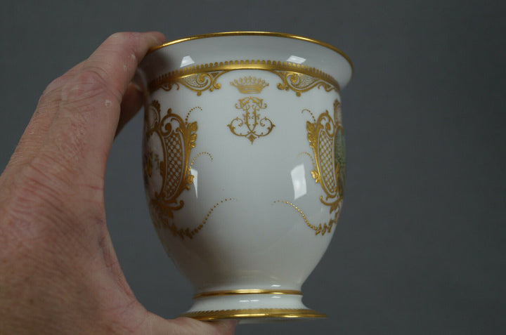 Sevres Hand Painted Courting Couple & Raised Gold Oversized Cup & Saucer C. 1889