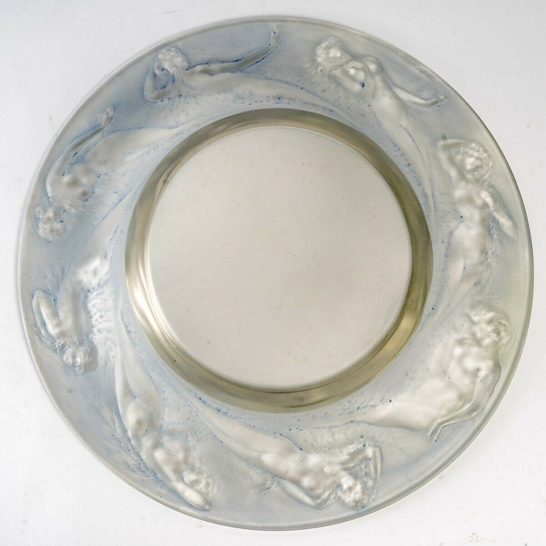 Coupe Plat Sirenes Verre Rene Lalique R.Lalique Glass Bowl Plate Mermaids