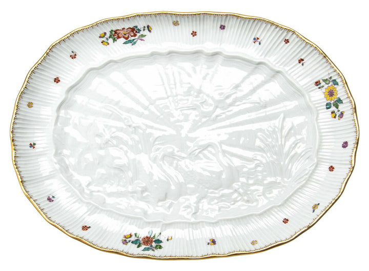 ovale Platte indische Blumenzweige Meissen Schwanenservice Modell 05308 1. Wahl