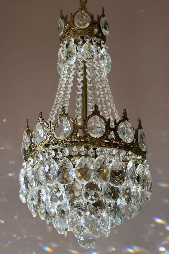 Easter Sale,Vintage Crystal Chandelier, Antique French Style mid century Light