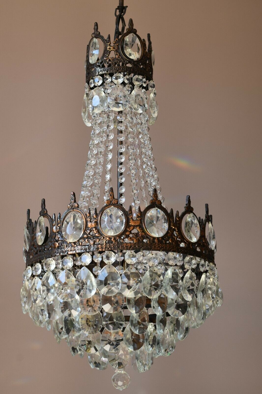 西洋アンティーク　フランス・テーブルランプ・クリスタルシャンデリア・照明 アンティーク/フレンチエンパイア式 ヴィンテージ・クリスタル