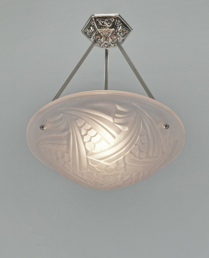 DEGUE : FRENCH 1930 ART DECO CHANDELIER .......... pendant Negra lamp muller era