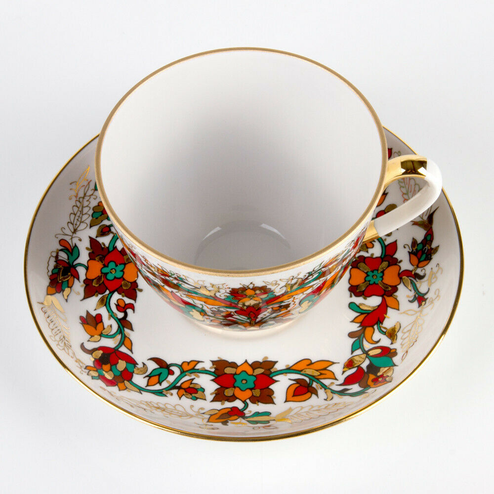 Red Rooster TeaCup & Saucer Imperial Porcelain Lomonosov Bone China