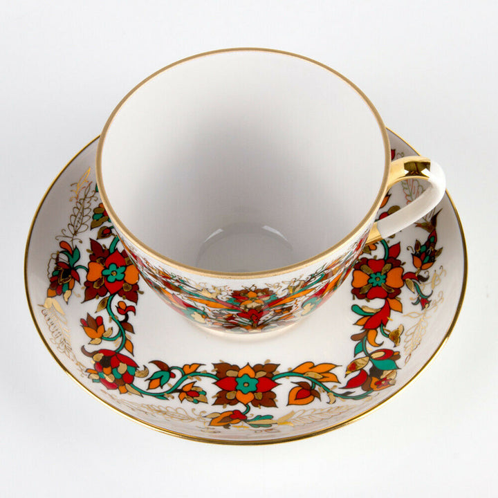Red Rooster TeaCup & Saucer Imperial Porcelain Lomonosov Bone China