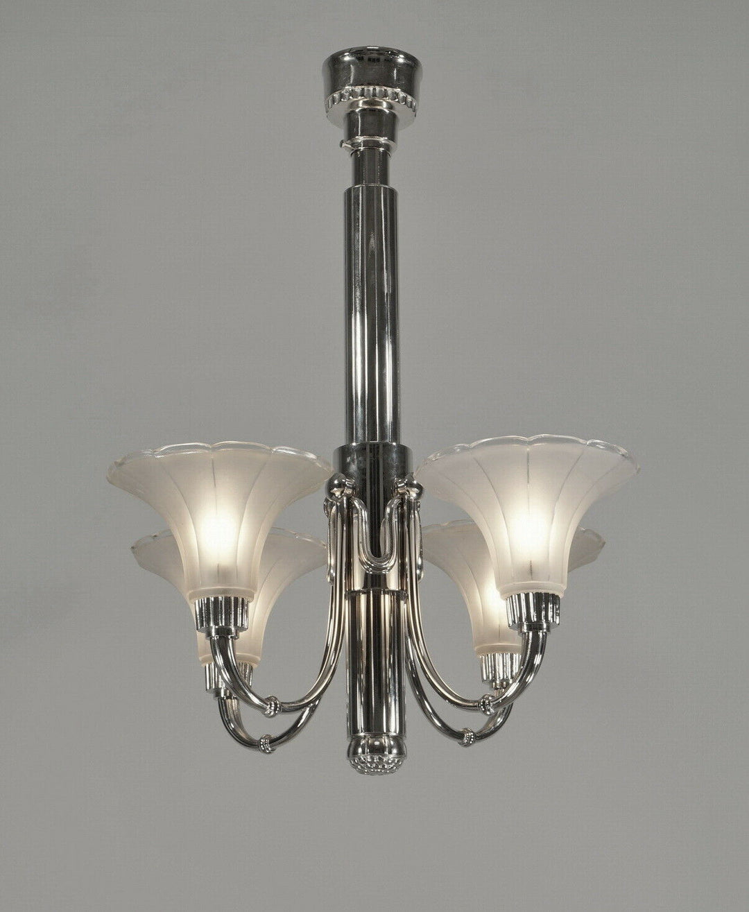 PETITOT : 1935 FRENCH ART DECO CHANDELIER ........ modernist lustre machine age