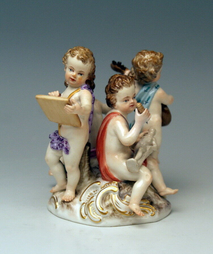 MEISSEN FIGUR AMORETTEN ALLEGORIE DER KÜNSTE CHERUB KAENDLER MNR: 1584 UM 1870