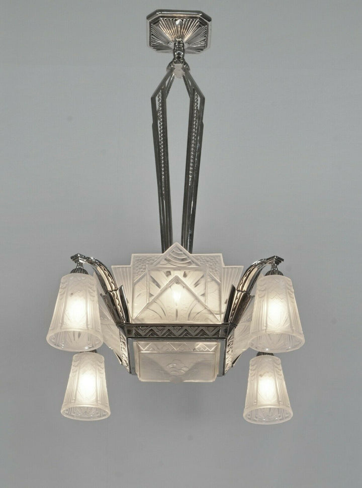 H.PETITOT & Muller frères : FRENCH 1930 ART DECO CHANDELIER ........... France