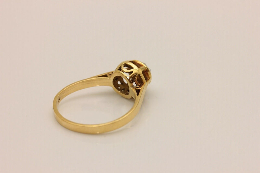 オールド オリジナル 18K ダイヤモンドとローズカットダイヤモンドのソリテールリング