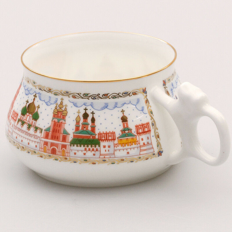Moscow Kremlin Red Square Teacup & Saucer Imperial Lomonosov Porcelain Authentic