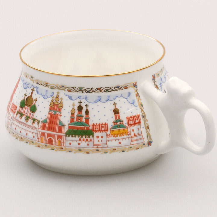 Moscow Kremlin Red Square Teacup & Saucer Imperial Lomonosov Porcelain Authentic