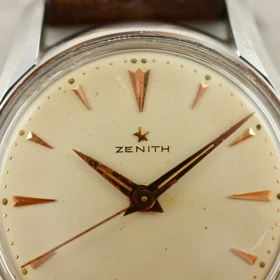 C.1955 Vintage Zenith oversize Calatrava rose gold watch cal.120 in steel
