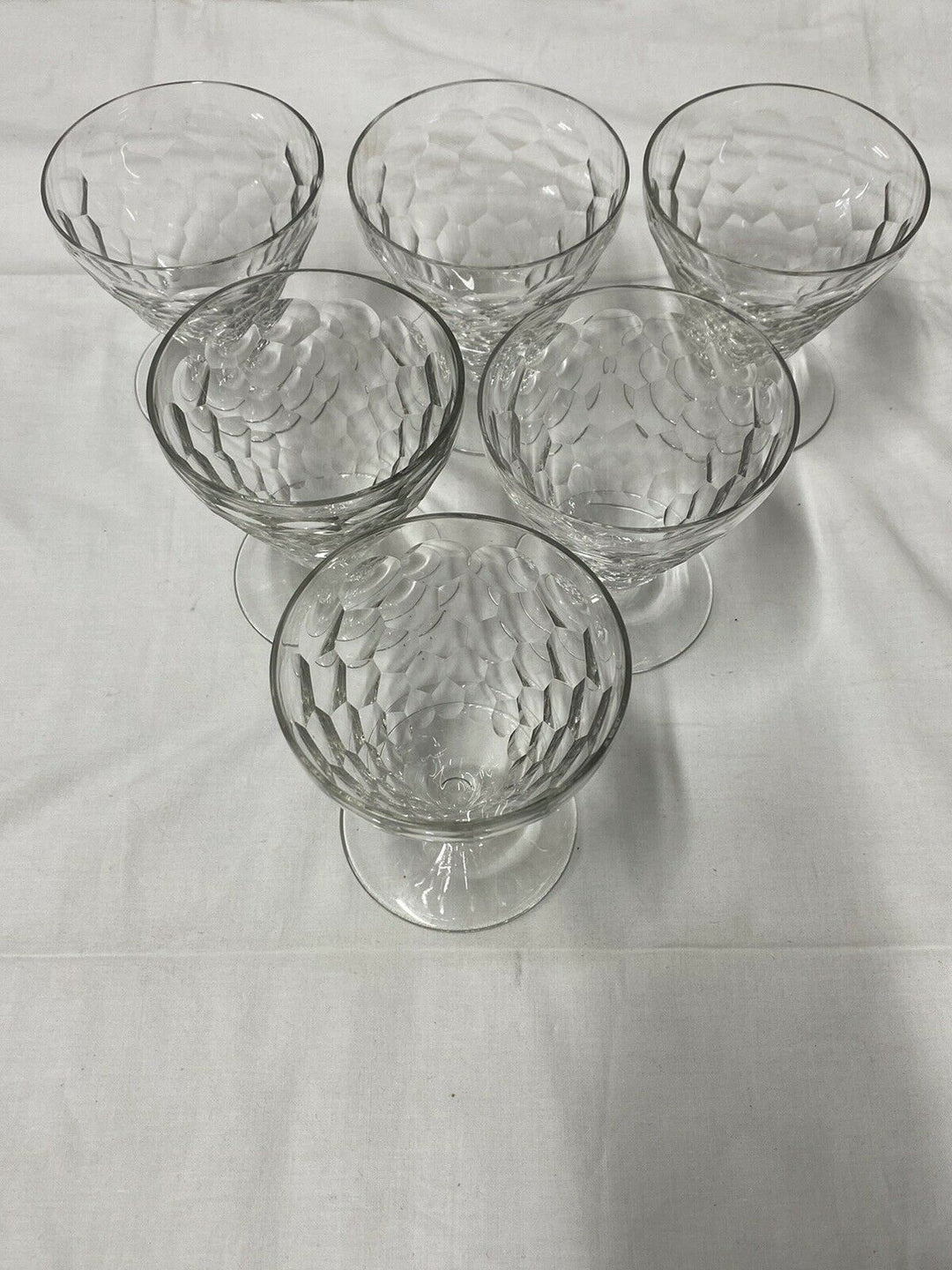 BACCARAT 6 VERRES À EAU CRISTAL DÉCOR ÉCAILLE MODÈLE CHAUNY ART DÉCO