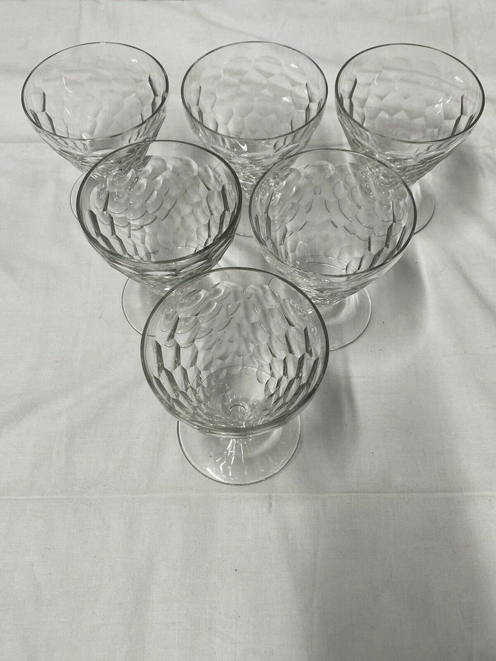 BACCARAT 6 VERRES À EAU CRISTAL DÉCOR ÉCAILLE MODÈLE CHAUNY ART DÉCO
