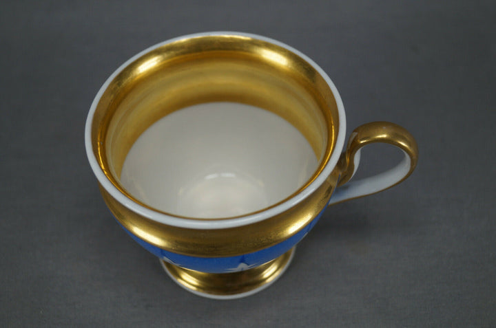 KPM Berlin Hand Painted Blue Leaves & Gold Empire Form Cup Circa 1837-1844