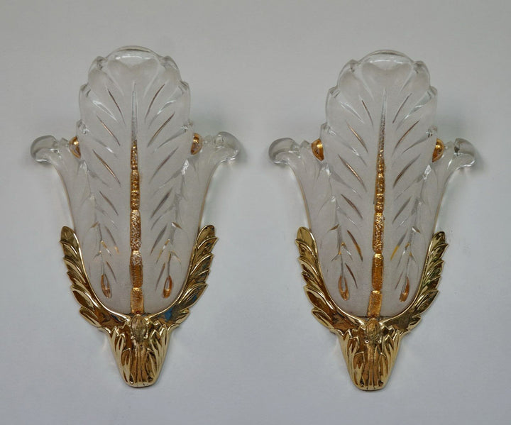 Gauthier EJG EZAN : PAIR OF FRENCH ART DECO WALL SCONCES .. lamp 1930 muller era