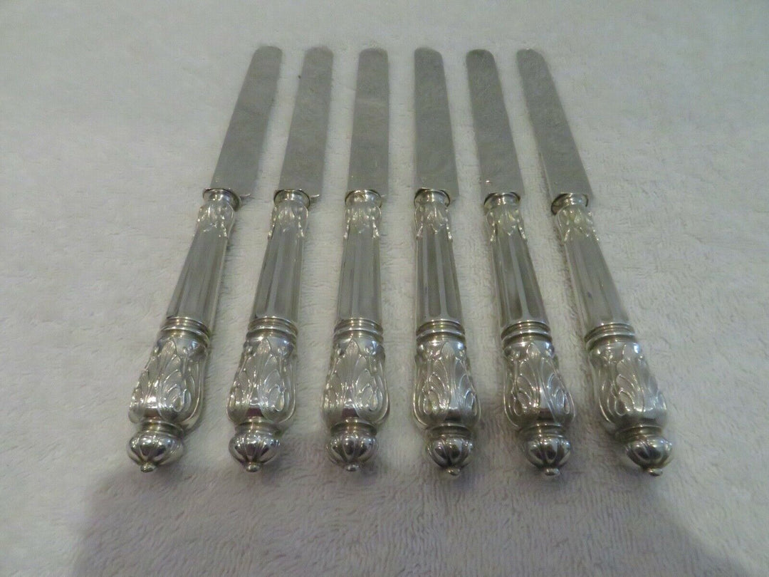 Gorgeous & rare french 950 silver 6 fruit knives Louis XVI st Russian Puiforcat