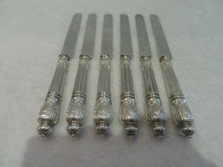 Gorgeous & rare french 950 silver 6 fruit knives Louis XVI st Russian Puiforcat