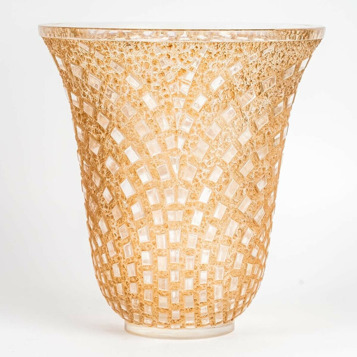 Vase Damiers Verre Patine Sépia René Lalique R.Lalique Stained Glass