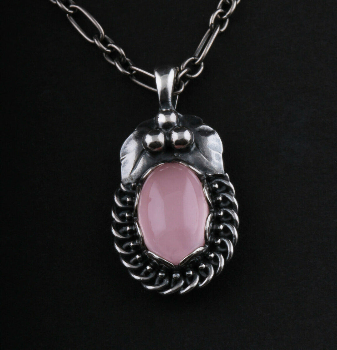 GEORG JENSEN Sterling Pendant of The Year 1992 w. Rosa Quartz. VERY RARE.
