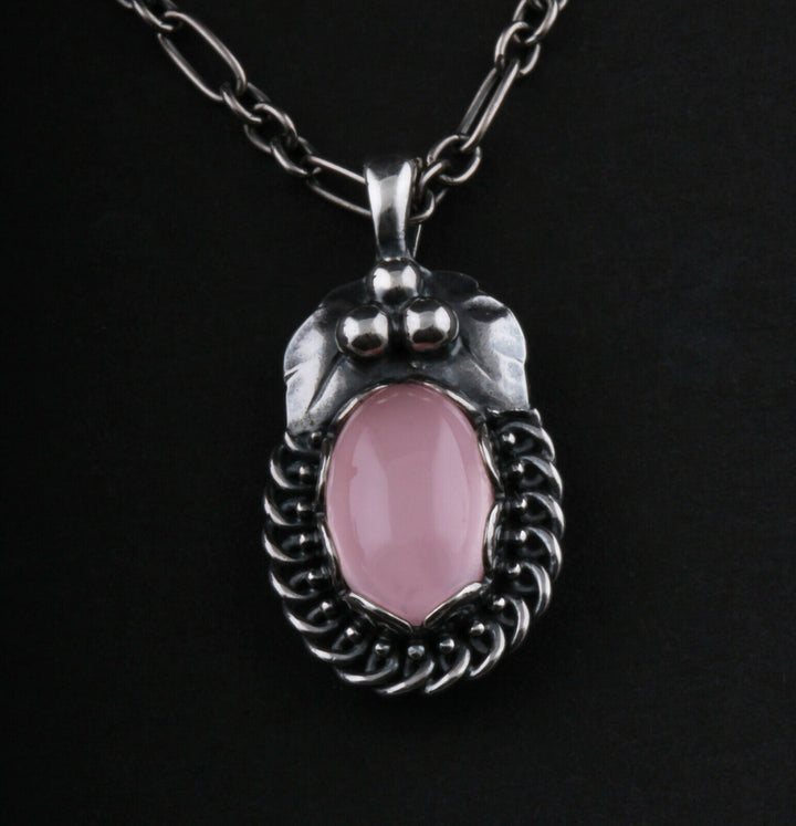 GEORG JENSEN Sterling Pendant of The Year 1992 w. Rosa Quartz. VERY RARE.