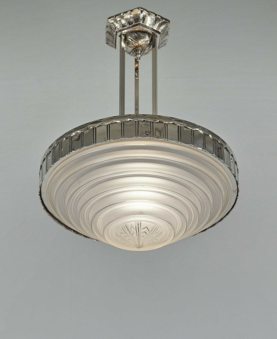 LELEU : FRENCH 1930 ART DECO CHANDELIER .......... 1935 pendant lamp muller era