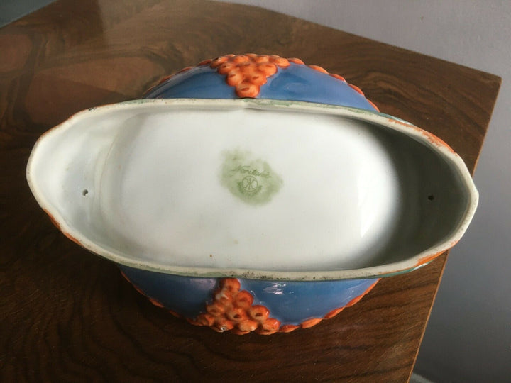 Rare art deco 1930s Noritake Two Sisters Flapper Girls porcelain bowl Green mark