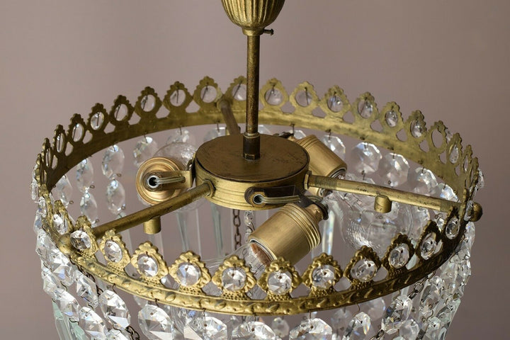 Purse Antique Flush lamp / Vintage Crystal Chandelier, Home Lighting Brass LAMP