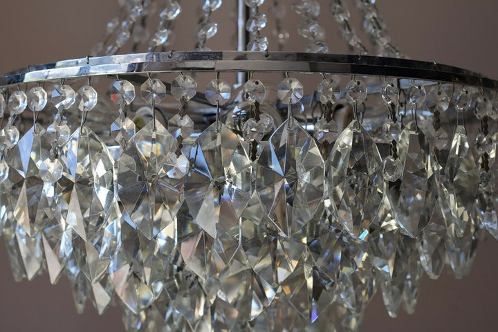 Empire Vintage Crystal Chandelier, Silver Antique Lighting French Big Light lamp