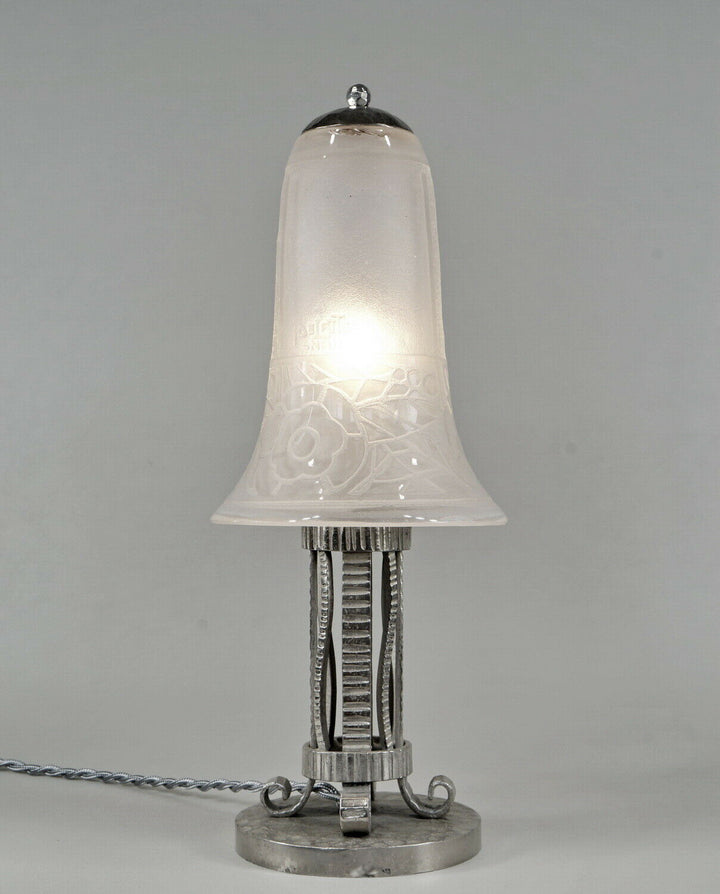 H.FOURNET and A.DELATTE : rare French art deco lamp wrought iron