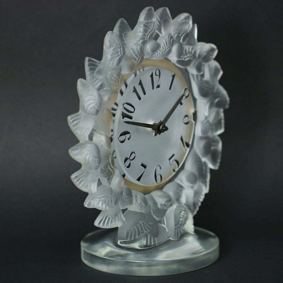 Rene Lalique Frosted Glass Roitelets Clock