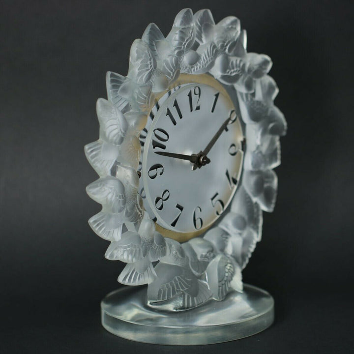 Rene Lalique Frosted Glass Roitelets Clock