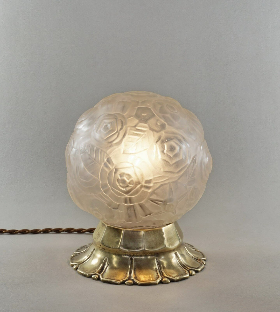 SABINO : FRENCH ART DECO LAMP 1930 ... bronze lustre globe lampe muller era 1925