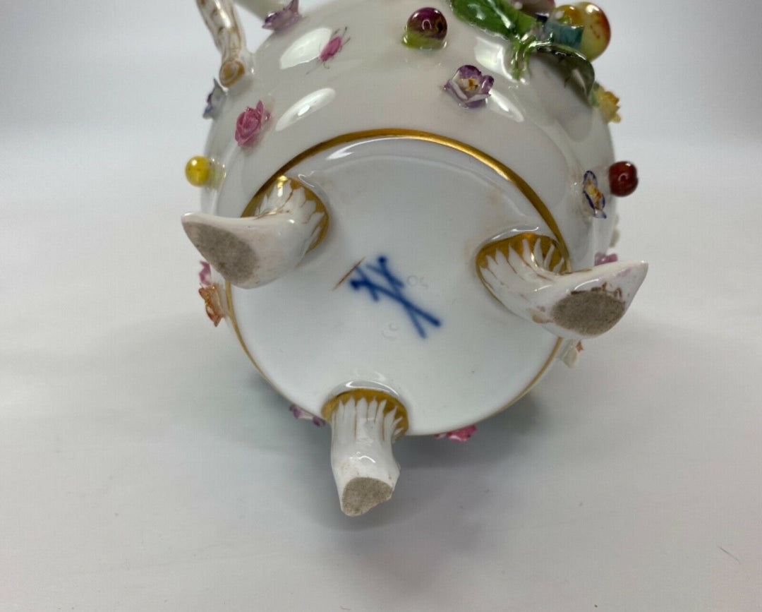 Meissen porcelain water jug. Flower & Fruit encrusted, c. 1870.