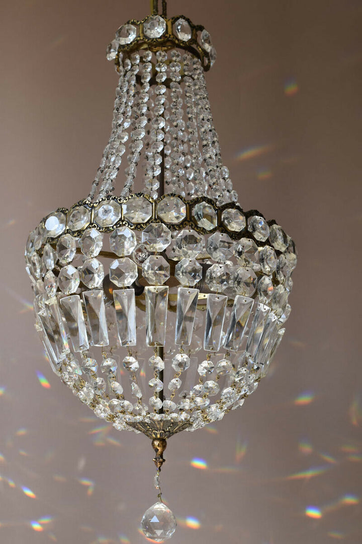 Purse Vintage Crystal Chandelier, Antique Lighting Empire Lamp Hollywood Light