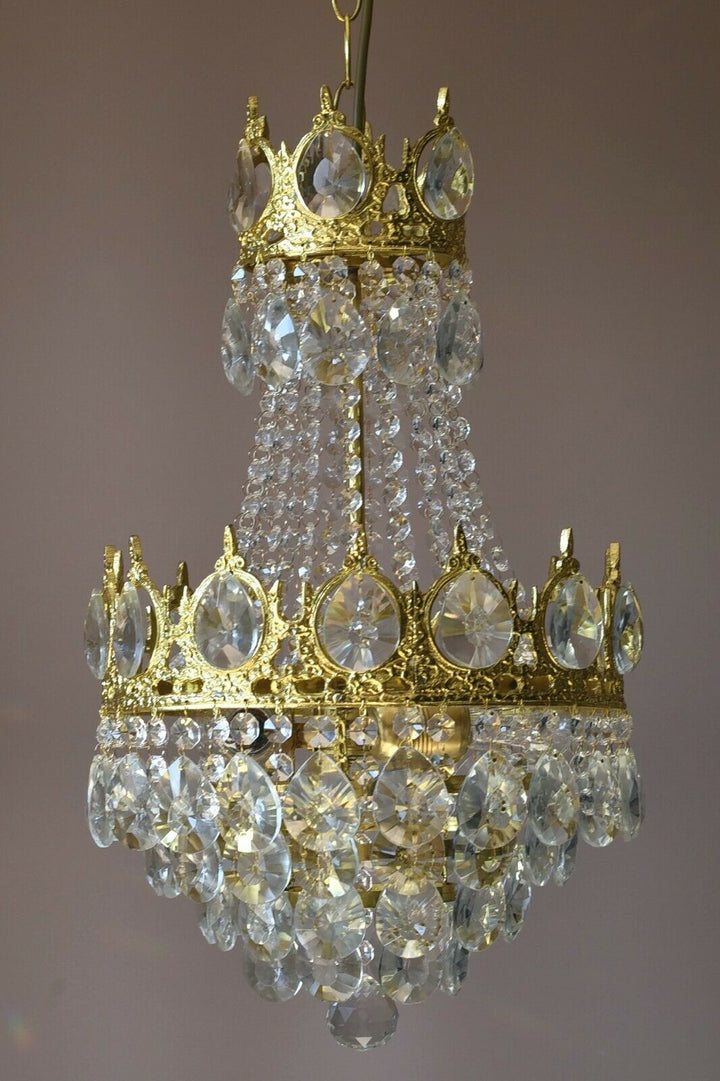 Brass Lighting Antique French Vintage Ceiling Living Room Bar Crystal Chandelier
