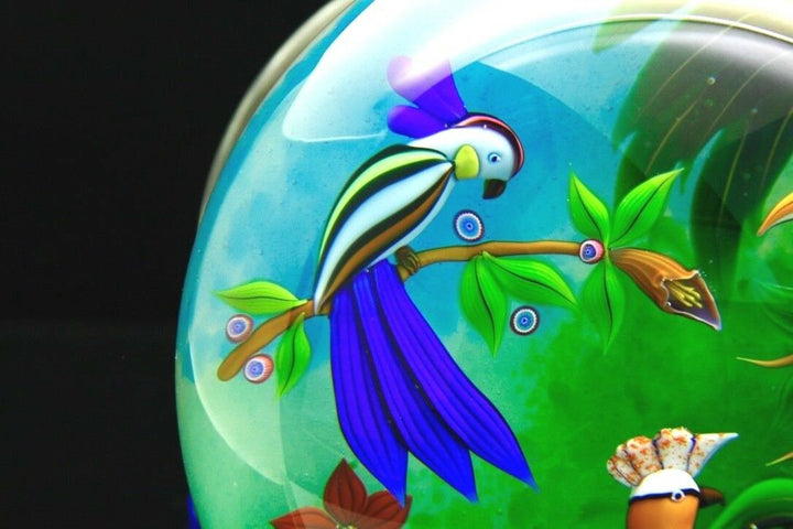 BACCARAT Three birds Art Glass pacifique Lt Ed Footed Paperweight,Apr 5.25"Hx5"W