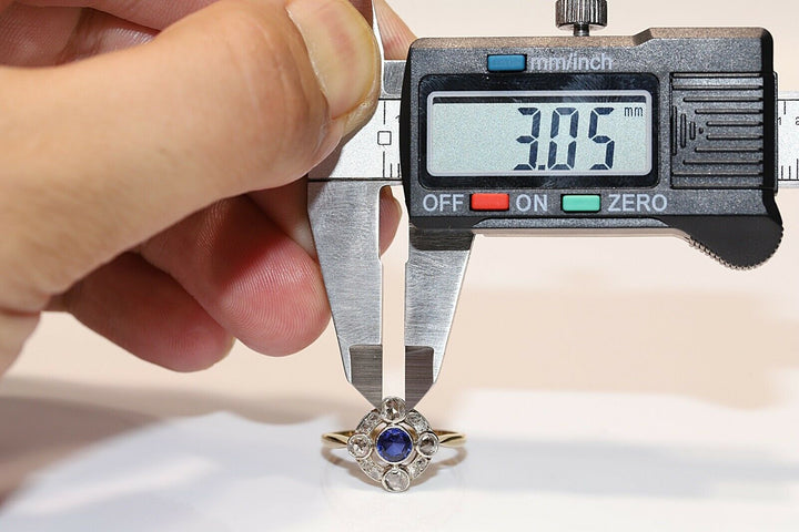 アンティーク アールデコ 14K ローズカットダイヤモンドとサファイアのリング