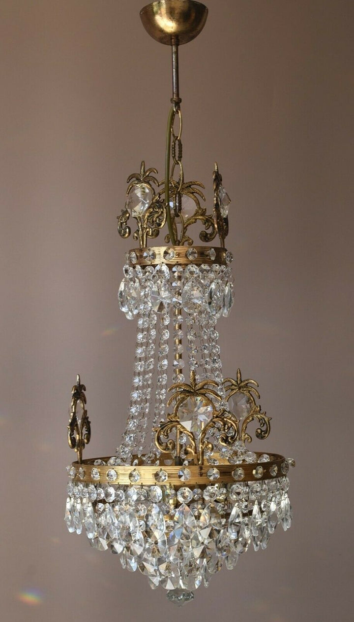 Ornate Antique/ Vintage Crystal Chandelier, Hallway Lighting Light Pendant Lamp