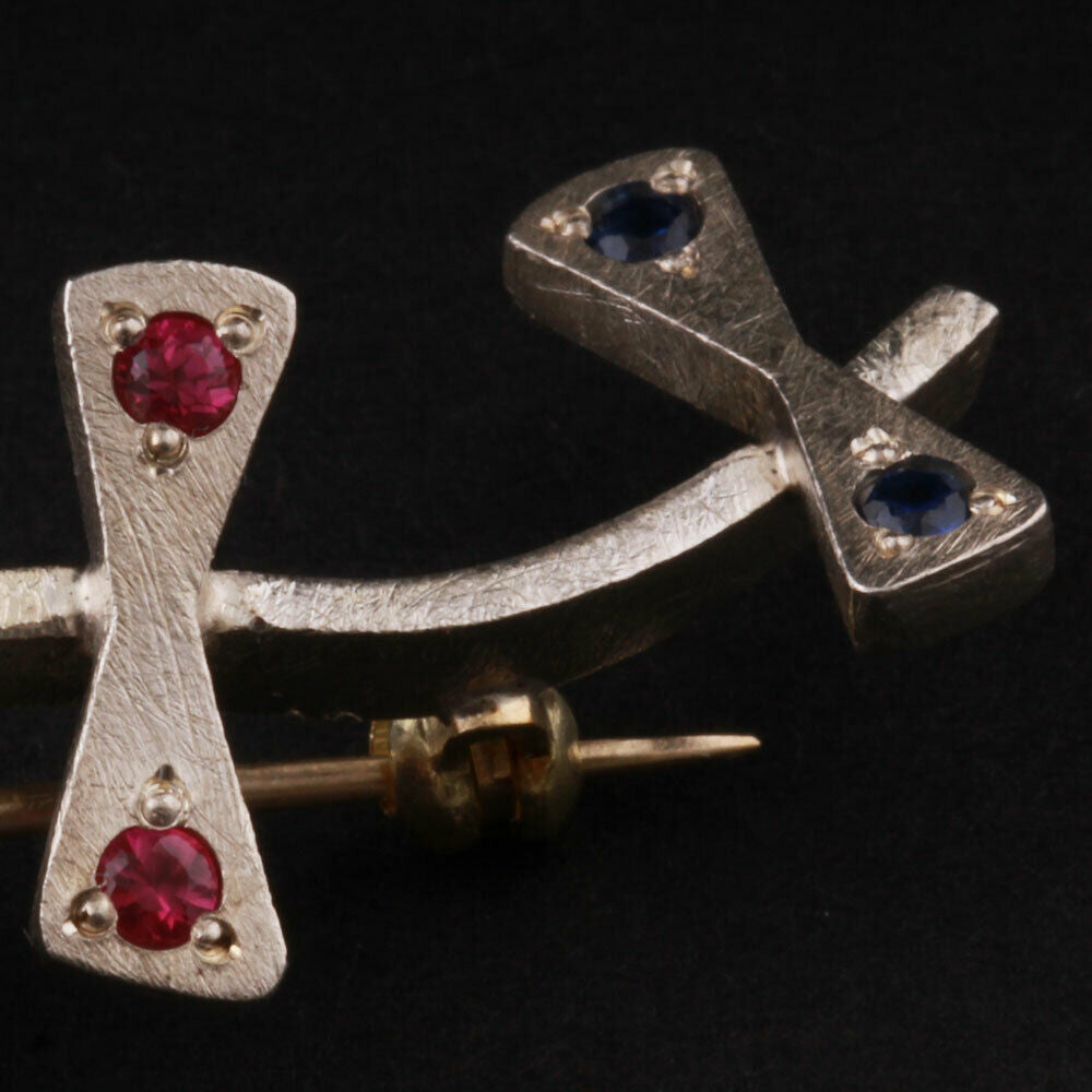 Micheline Bruun Sterling Brooch with Stones. Vintage. Silver. DENMARK. RARE!