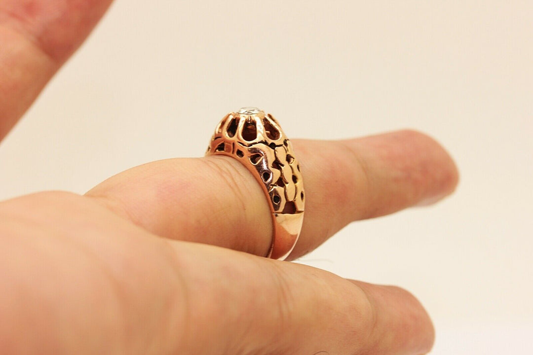 オリジナル 12K ナチュラルダイヤモンド ローズカットダイヤモンドのリング